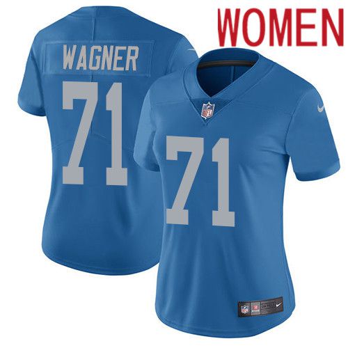 Women Detroit Lions 71 Ricky Wagner Nike Blue Alternate Vapor Limited NFL Jersey